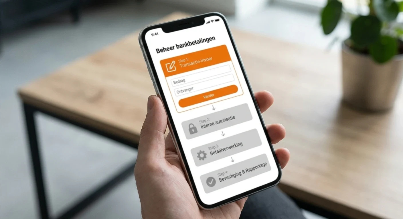 Controlelagen bij een bankbetaling weergegeven als opeenvolgende stappen