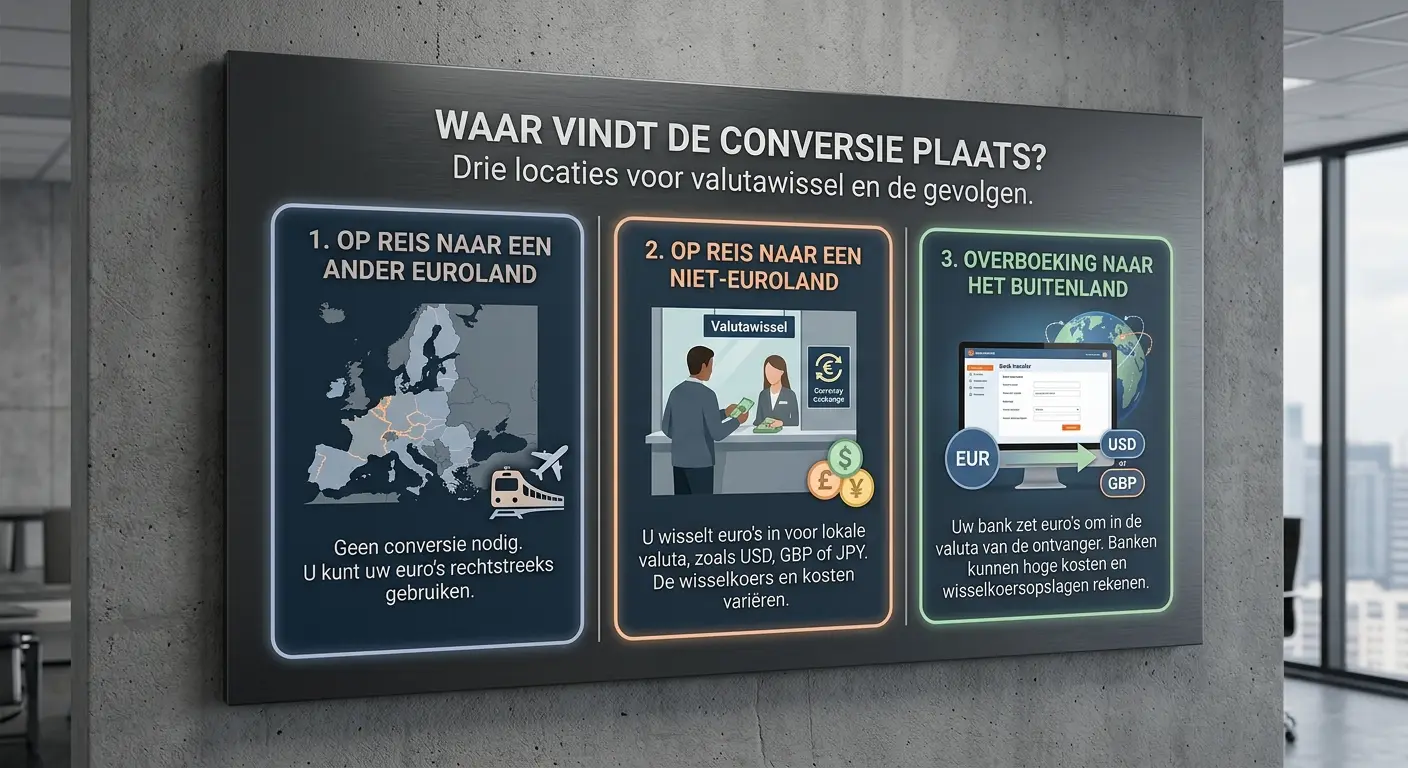 Drie plekken waar een bedrag in een andere munt kan veranderen