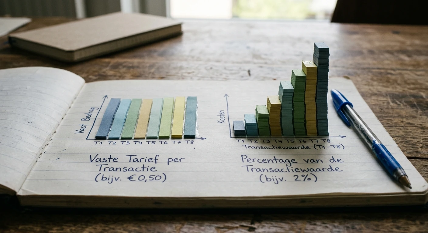 Verschil tussen een vast tarief per transactie en een percentage