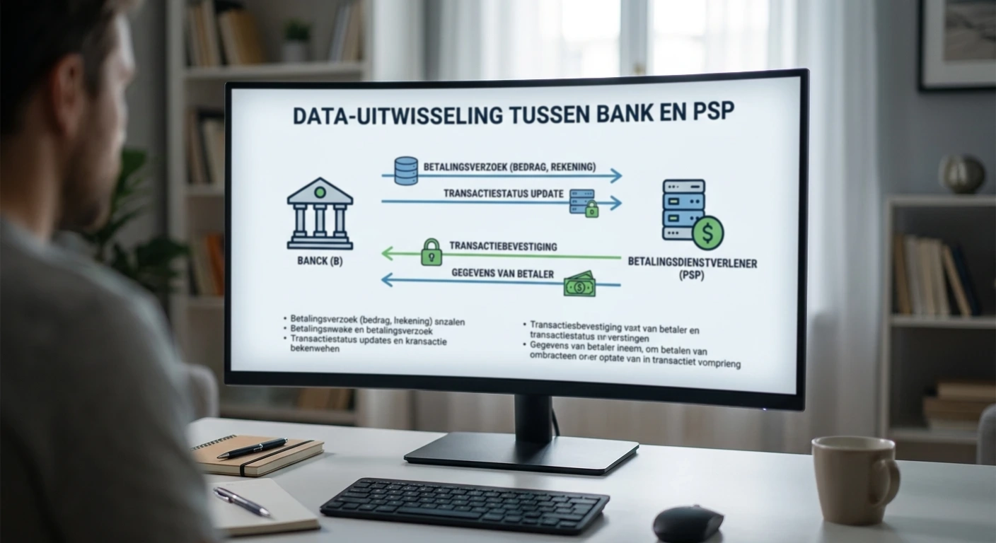 Schematische weergave van gegevensdeling tussen bank en betaaldienstverlener