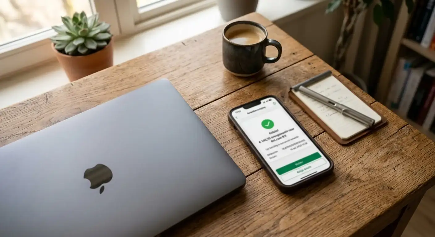 Route van een bankbetaling bij een weddenschap, van bankapp naar speelrekening