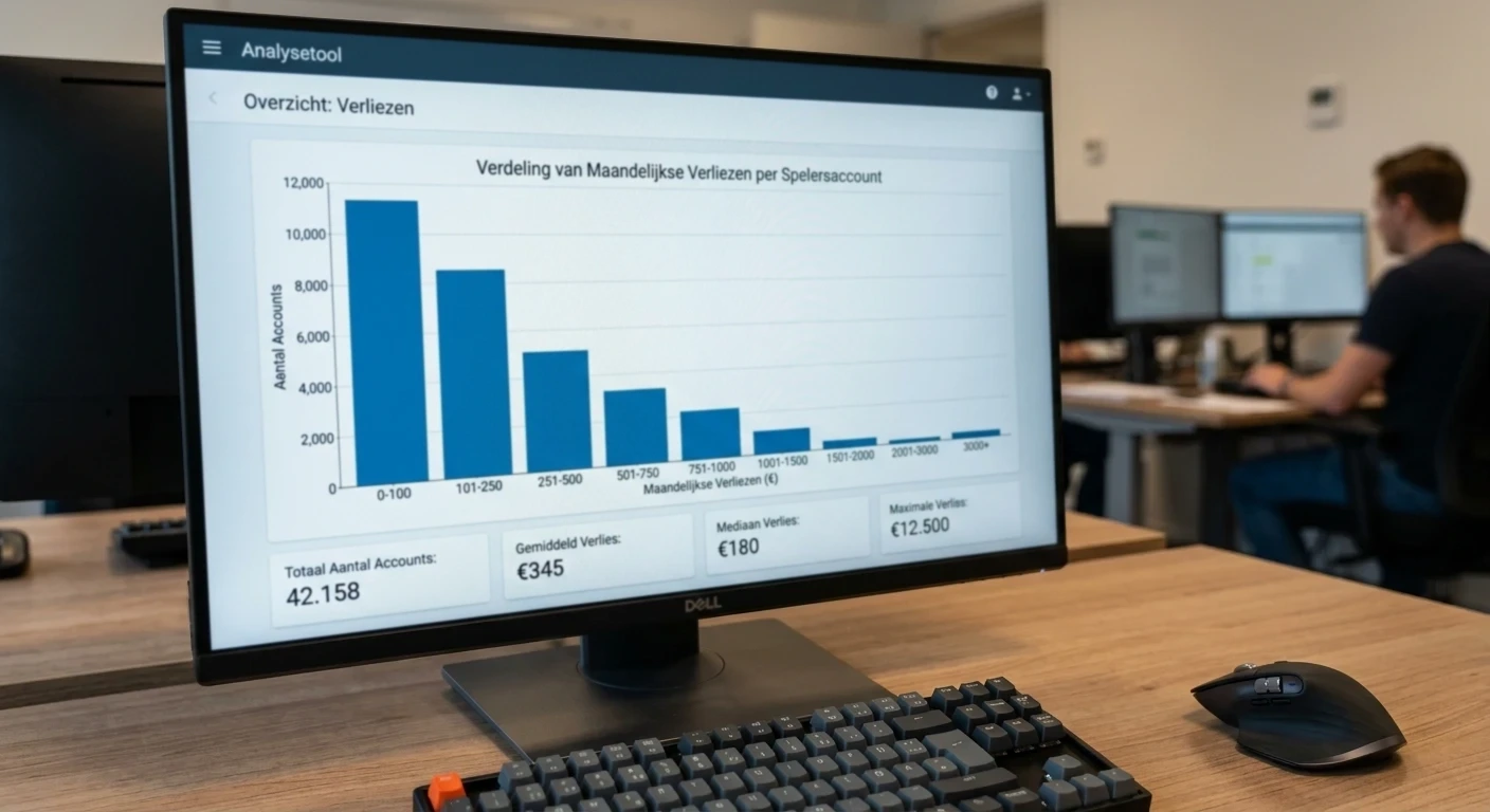 Grafiek met de verdeling van maandelijkse verliezen per spelersaccount