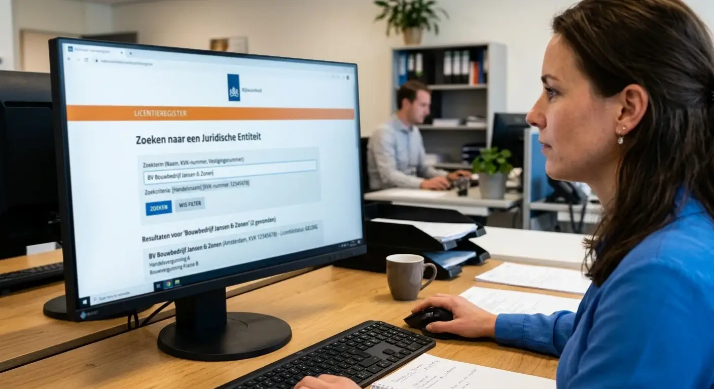 Juridische entiteit opzoeken in het openbare vergunningenregister