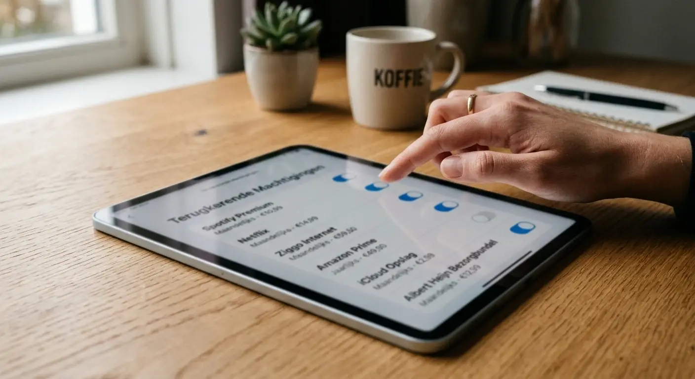Overzicht van doorlopende machtigingen in een bankomgeving op een tablet
